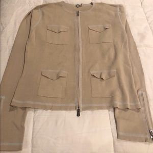 Zip cardigan with zipper at front and sleeves